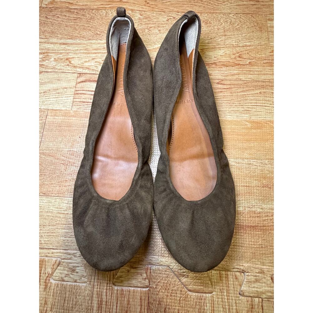 Crew Brown Suede Ballet Flats Size 7 Made in Italy Minimalist Boho Chic